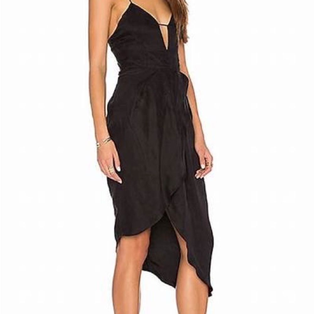 Elliatt Black Asymmetrical Midi Dress with Spaghetti Straps - Picture 5 of 7